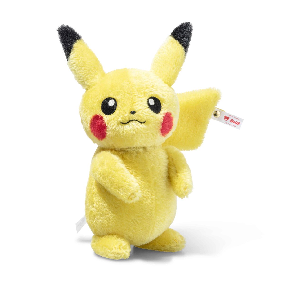 pokejungle's tweet photo. Images of the Steiff Pikachu collectible that released this week! Only 1,996 of the  plushies will be sold worldwide. Retails for €350 or about $400 USD 🧸 https://t.co/oUl1BzHMjq