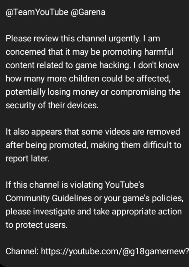 Cellycom111734's tweet photo. @TeamYouTube @TeamYouTube

I would like to report this channel for review. My child downloaded a file that was promoted through this channel. After installing it, the device showed signs of malware/virus infection, and we had a very negative experience. https://t.co/9zmbnjwpBX https://t.co/EMcwTESadQ