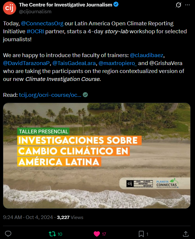 cijournalism's tweet photo. 💥The impact of our Open Climate Reporting Initiative #OCRI continues as one of the supported stories makes the shortlist for the Inter American Press Association (@sip_oficial) 2026 Excellence in Journalism Awards!

Short backstory: In Oct 2024, in partnership with @ConnectasOrg, we trained 10 journalists from El Salvador, Honduras, Mexico, Argentina, Guatemala, Peru, Bolivia, Ecuador as part of our OCRI-LATAM region programme within a story-lab workshop format. We then supported six Investigative stories published in 2025.

Interestingly, @claudibaez trained participants on the region-tailored version of our Data Driven Climate Investigation (DDCI) module during the workshop. We are proud that one of the supported stories has now been shortlisted in the Data Journalism category of the award.

The story is a cross-border collaborative effort that highlighted how #climatechange -specifically rising temperatures and altered rainfall patterns- has expanded the reach of the Aedes aegypti mosquito into high-altitude regions where dengue was previously rare or marginal. It documented 826 "preventable deaths", noting how budget cuts for vector control and reactive, late responses from authorities (particularly the failure to implement a comprehensive strategy established two decades ago by the Pan American Health Organization - PAHO) led to catastrophic outbreaks in Mexico, Guatemala, and Honduras.

Read the piece here: https://t.co/e26gqP6acb

Well done to the team that includes Oscar Emilio Godoy, Jonathan Palma @JonathanPalmaL, Jorge Rodríguez @elapachabotones, Breidy Hernández @brey_hernandez, and Miguel Ángel Garnica; with editorial support from @ConnectasOrg and media collaboration and cross platform syndication with Viatori (Guatemala), Criterio HN @criteriohn (Honduras), Inter Press Service @ipsnoticias, and Poplab @poplabmx (both Mexico).

A high five🫸also to our other LATAM training faculty members @DavidTarazonaP, @TaisGadeaLara, @maxtropiero_ and @GrishaVera,  who took participants through different modules during the 4-day workshop.

We are in high hopes waiting for the announcements of the winners and honourable mentions in August!🤞