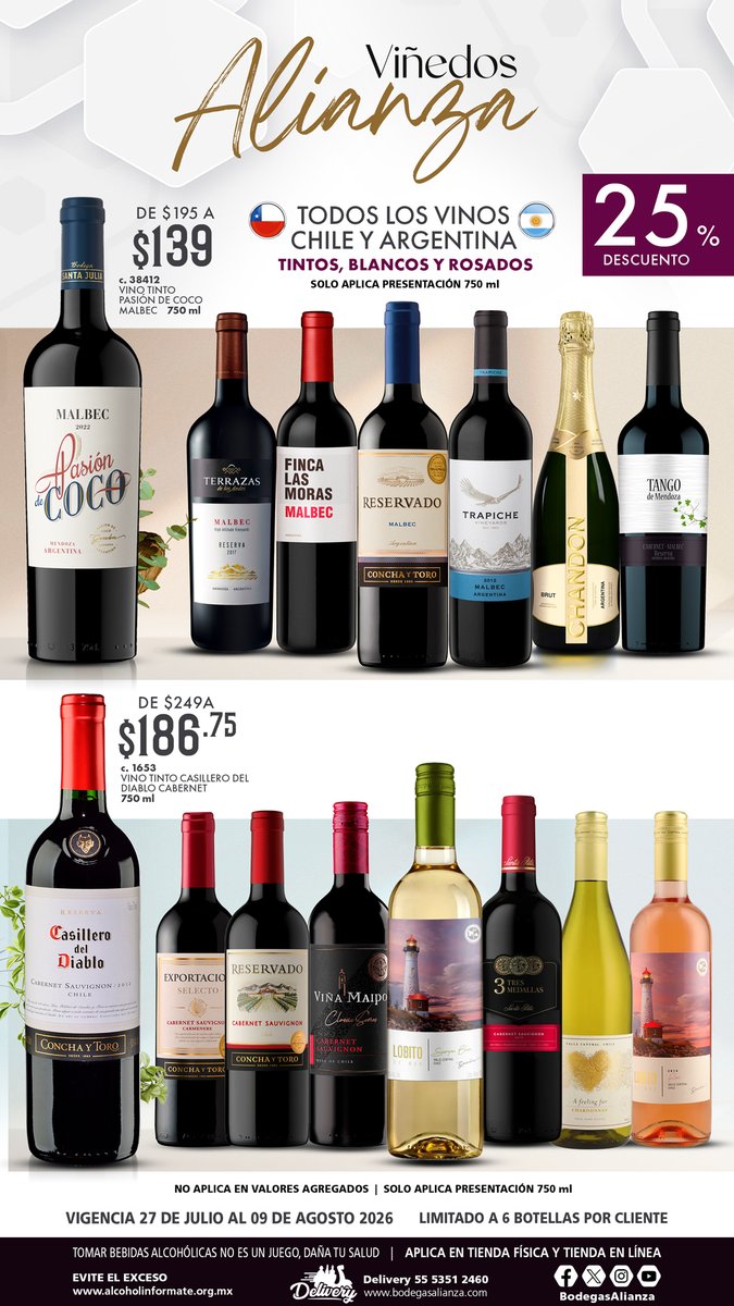 BodegasAlianza's tweet photo. Descubre nuestras mejores recomendaciones. Aplica en la tienda en línea y tiendas físicas.
https://t.co/UODVEE22A4 https://t.co/5l50BU8dpg