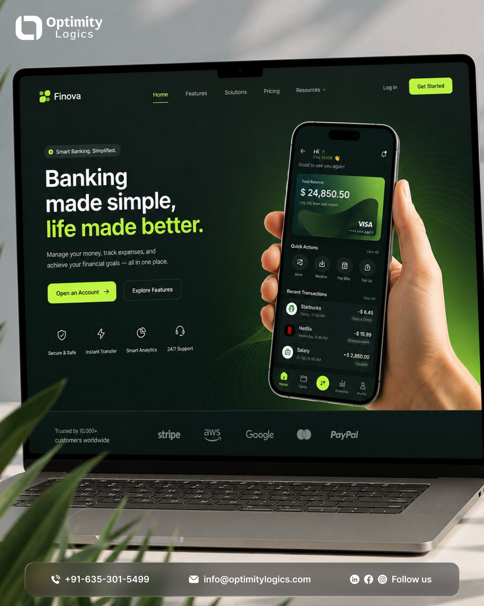 optimitylogics's tweet photo. 🚀 Smart fintech experiences with secure, intuitive web & mobile solutions. Optimity Logics builds scalable digital banking products. 💳
#Fintech #BankingApp #FintechDesign #UIUX #WebDesign #MobileApp #DigitalBanking #FinancialTechnology #ProductDesign #UXDesign #OptimityLogics https://t.co/grLOKmPRd8