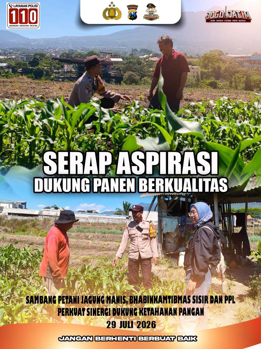 HNgantang's tweet photo. Sambang Petani Jagung Manis, Bhabinkamtibmas Sisir dan PPL Perkuat Sinergi Dukung Ketahanan Pangan.
#Swasembadapangan
#swassembadajagung
#polisicintapetani
#astacitapresiden
#arispurwantotd
#polresbatumantap
#janganberhentiberbuatbaik
#akbparispurwanto
#jogobatu
#jogombatu https://t.co/jBhZIGFswm