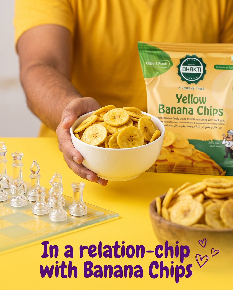 VasudevWorldexp's tweet photo. Making all the right moves today. ♟️ In a solid relation-chip with these crisp, golden Banana Chips! 🍌💛
#RelationChip #BananaChips #SnackTime #Crunch https://t.co/QwXQI3dFX2