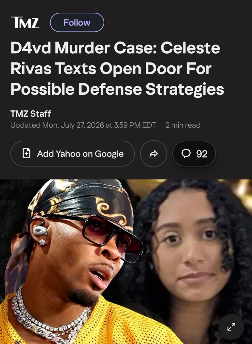 huntrxdonedone's tweet photo. @NOTduffnobeer TMZ is being paid by D4vd’s team they only support D4vd in their articles and videos and try to make Celeste seem crazy https://t.co/gISabG0fPy