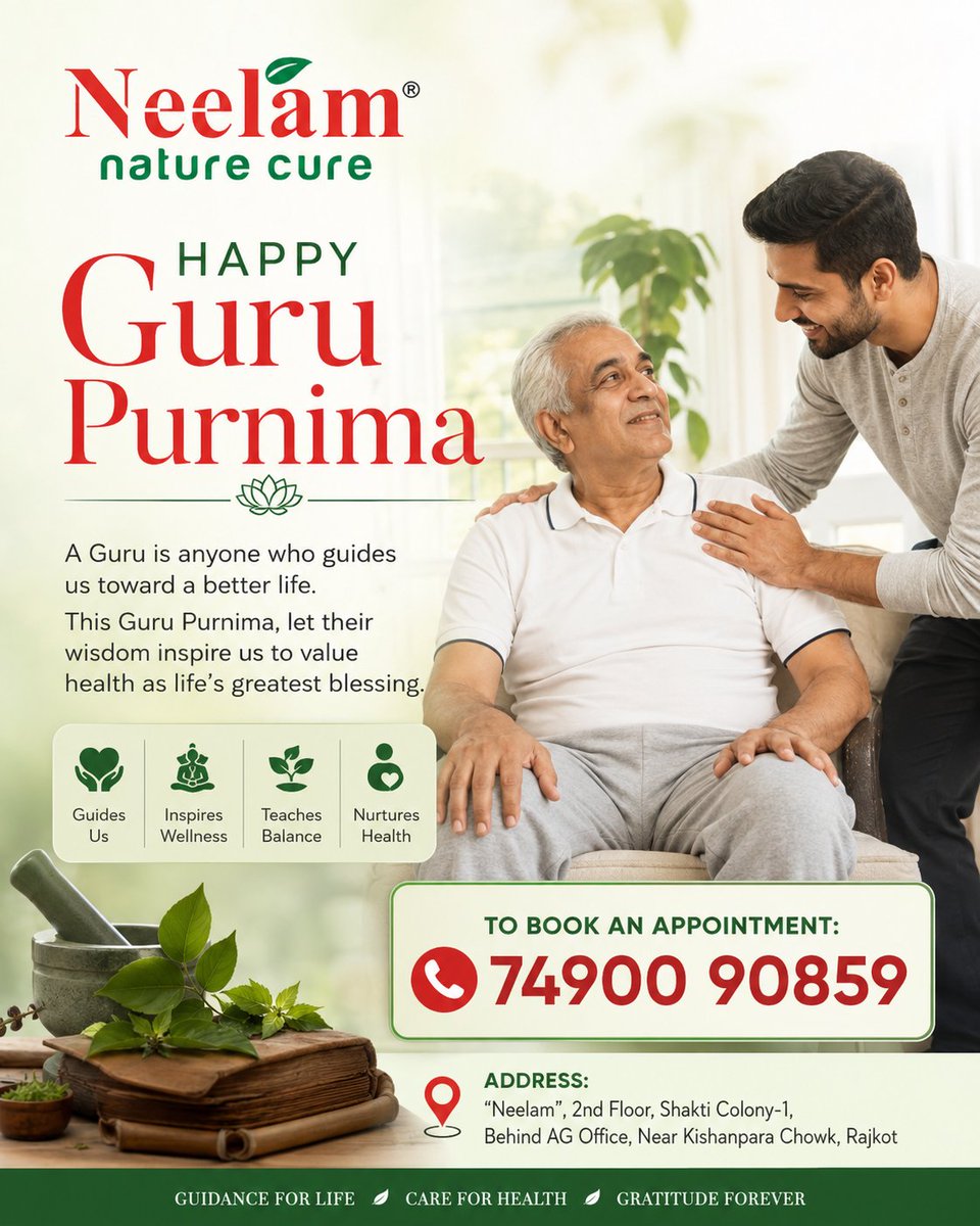 NHCHealthStudio's tweet photo. 🌼 Happy Guru Purnima 🌼

A Guru is anyone who guides us toward a better life. This Guru Purnima, let their wisdom inspire us to value health as life's greatest blessing.
.
.
.
#HappyGuruPurnima #GuruPurnima #NeelamNatureCure #HolisticHealth #WellnessJourney https://t.co/X78XF5fVhm