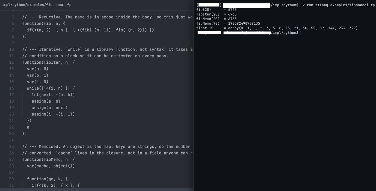 gitjcccc's tweet photo. Just whipped up a programming language MVP with the Claude app. Just for fun 😂
The main idea is that everything is function-call style, like +(1, 2). https://t.co/9QgFHuRDZQ
