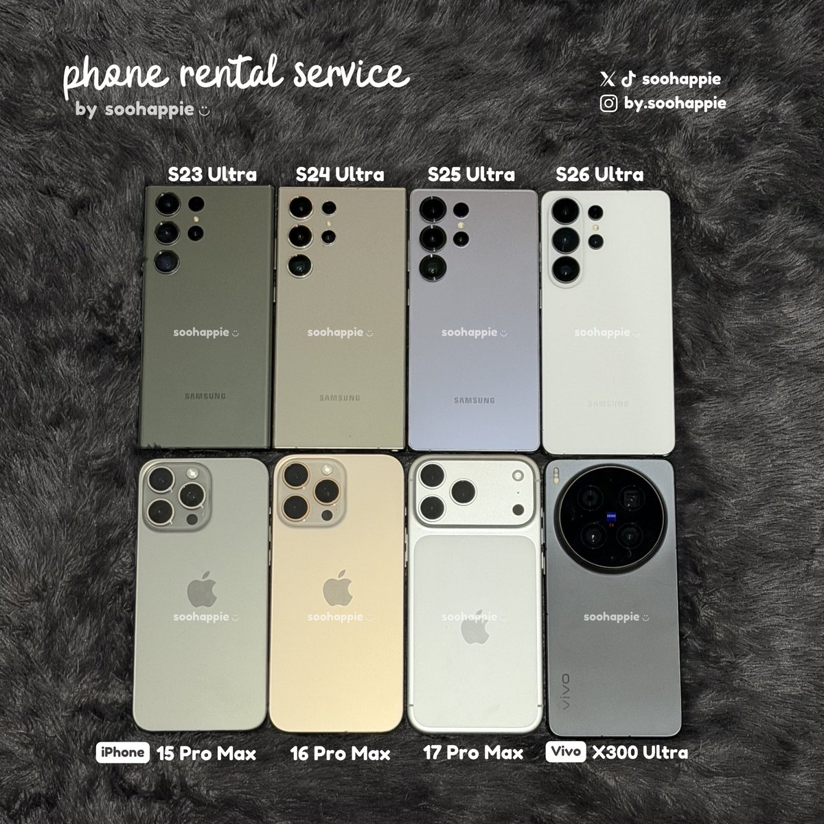soohappie's tweet photo. phone rental service

💫 BTS ARIRANG IN KUALA LUMPUR (Dec 12-13)

✅ Vivo X300 Ultra
✅ Samsung S23 / S24 / S25 / S26 Ultra
✅ iPhone 15 / 16 / 17 Pro Max

📍pick up &amp; return: TM Stadium Nasional
🌏interfans welcome

🏷️ wtr rent sewa hp s23u s24u s25u s26u ip 15pm 16pm 17pm kl my https://t.co/dxhKUa2nvj