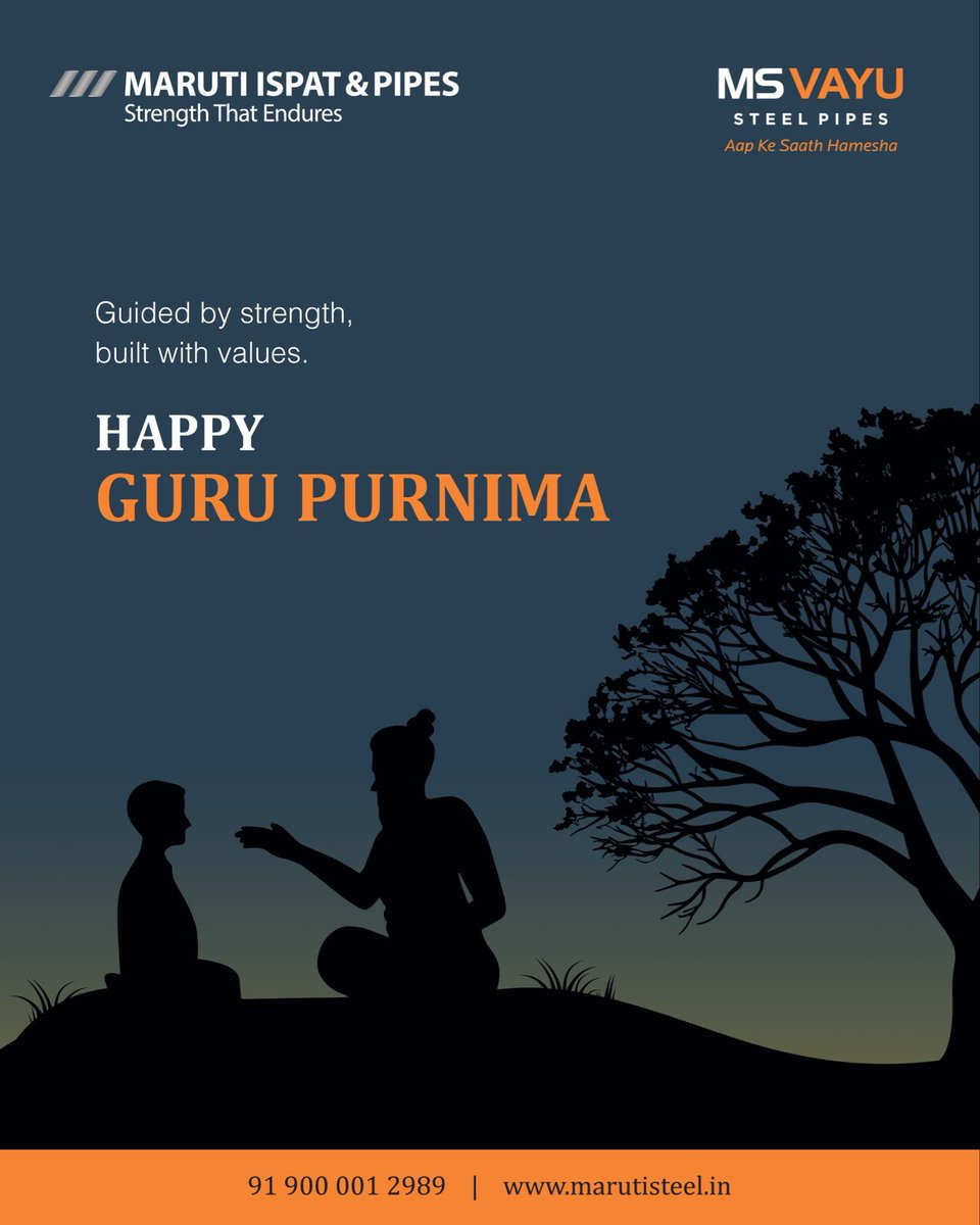 marutiispat's tweet photo. This Guru Purnima, we honour the gurus who enlighten our path, shape our values, and inspire us to grow stronger every day.

Wishing everyone a Happy Guru Purnima! 🙏

#HappyGuruPurnima #GuruPurnima #StrengthThatEndures #MarutiIspat #MSVayu #ValuesThatMatter #GuidedByStrength https://t.co/O4T4yAHQ8V