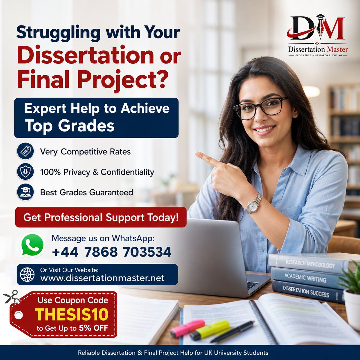 LucaThomas98531's tweet photo. 📚 Struggling with your #Dissertation?
✅ Confidential
✅ Affordable
✅ UK Experts
🎁 Use code THESIS10 for up to 5% OFF
🌐 https://t.co/1iRDrOkFc9

#DissertationHelp #AcademicWriting #UKStudents #Masters #PhD #University https://t.co/TWKbMcMy9l