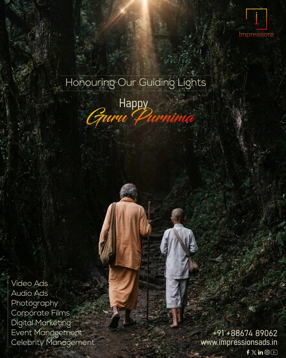 Impressionsads1's tweet photo. Honouring Our Guiding Lights!
Happy Guru Purnima!
#gurupurnima #CorporateFilms #VideoAds #RadioAds #GraphicDesign #Documentary #Portfolio #MusicJingles #Branding #SocialMediaMarketing #Impressionsads #Impressions #Wedding #Prewedding https://t.co/ob82WbXo69