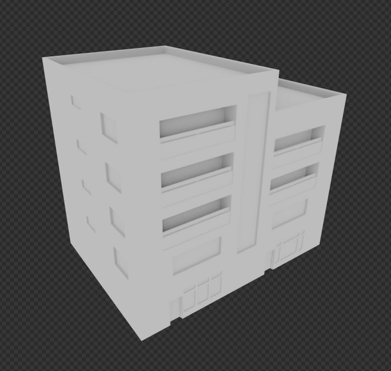 SerxGameDev's tweet photo. Yesterday was super busy, and I barely had any time to work. Just managed to get the blockout done for this apartment building, though. It's not much, but progress is progress! #cozyhorror #lowpoly #indiedev #psx https://t.co/s7TVyPUpe2