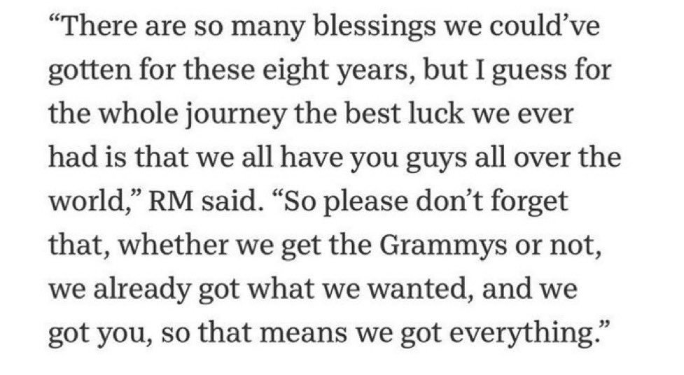 yoonglsssss's tweet photo. Oh my BTS ;(

"so please don't forget that, whether we get the grammys or not, we already got what we wanted, and we got you, so that means we got everything" https://t.co/SzyB8ert3Q