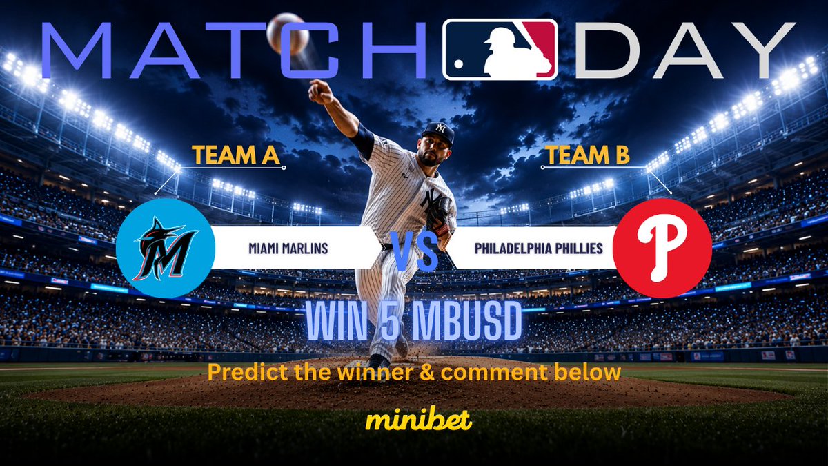 Minibet_Games's tweet photo. Predict & Win just got a NEW sport! 🔥

We've done Tennis. We've done Soccer. 
Now we're hitting the DIAMOND! ⚾️

Miami Marlins vs Philadelphia Phillies 
Same game. New sport. Same energy! 

Drop below 👇
✅ Team A or B + Minibet account ID

If you predict the winner, you win 5 MBUSD! 

⏰ Until First Pitch — GET IN NOW!

#giveaway #MLB #Baseball #sportsbook