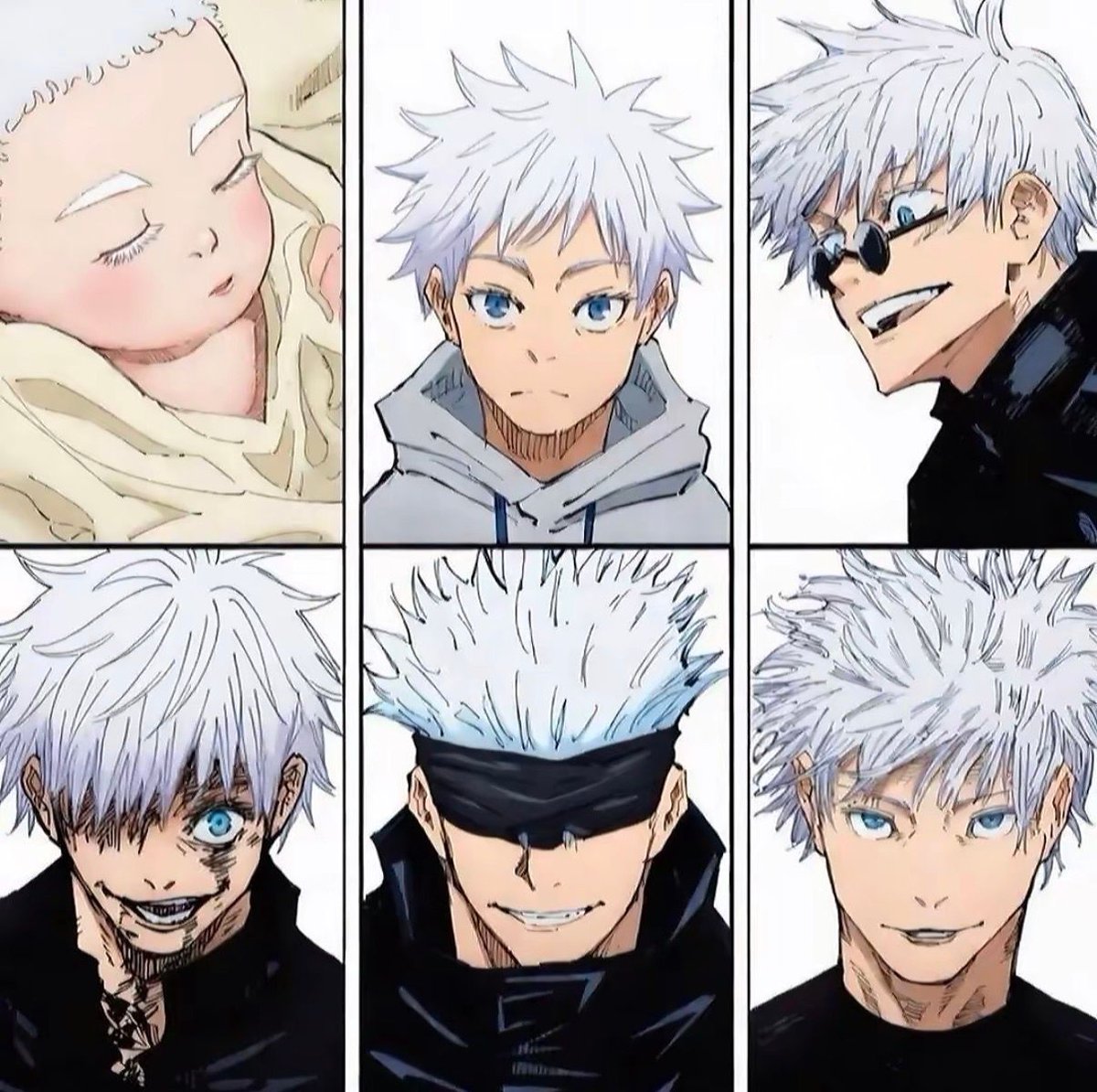 AnimeePost's tweet photo. Gojo's Evolution https://t.co/qTzKjHIjRw