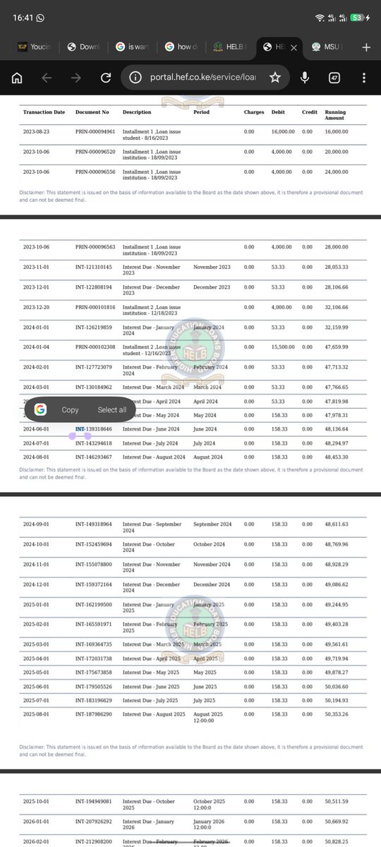 miketiver's tweet photo. @HELBpage In the first 5 rows in my HELB LOAN STATEMENT one installment has been repeated three times why kindly correct that . The dates in question is 6th October 2023
ID NO: 41492538 https://t.co/pPZZR6Ousr
