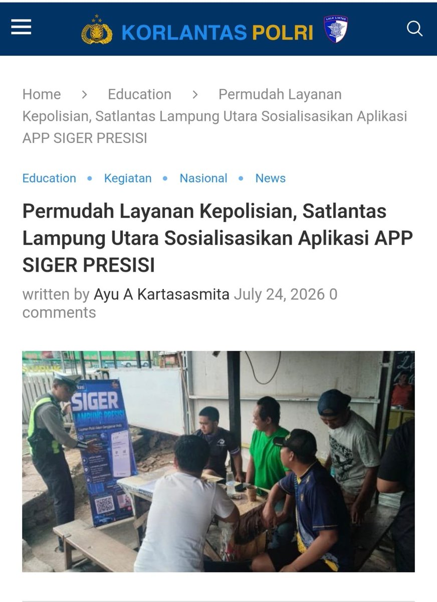 Innew07's tweet photo. Satlantas Lampung Utara keren banget sosialisasiin aplikasi SIGER PRESISI . 
Kalo makin Profesional Dalam Pengabdian , kita sebagai warga juga jadi enak  
Dukung terus inovasi yang permudah masyarakat!  
#MempermudahPelayananPublik https://t.co/Kkk6Meduqa