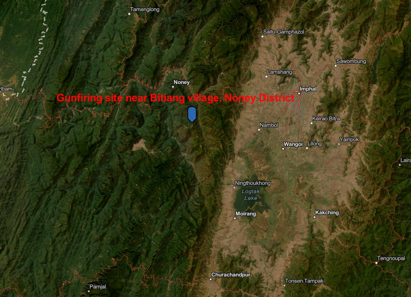 MappingNEast's tweet photo. Manipur: Security forces raided an illegal NVG training camp in Bitiang, Noney district, at 06:00 hrs on July 29. Forces came under fire from armed volunteers, with one CRPF CoBRA personnel reportedly injured in the ensuing exchange. https://t.co/OSMQjNPdOc