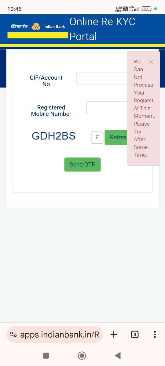 YoganathanShan1's tweet photo. Am unable to get the Re-KYC done  via indian bank re kyc portal and getting a message as shown in the SS enclosed. Please set the things right.
@MyIndianBank https://t.co/Rr5LMkPTeT