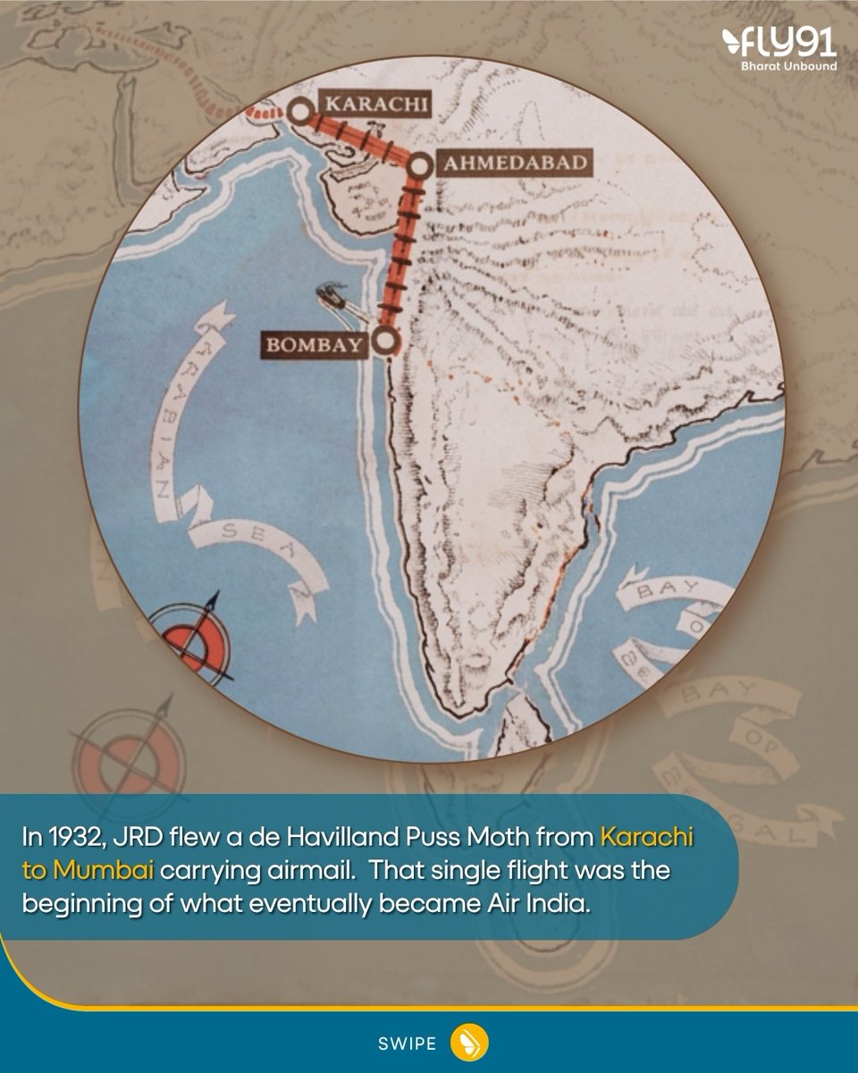 fly91_IN's tweet photo. On JRD Tata's birth anniversary, swipe through for some remarkable stories about the man whose vision shaped Indian civil aviation and continues to inspire us every day! 

#jrdtata #tata #airindia #fly91 https://t.co/9jkBzYJb6N