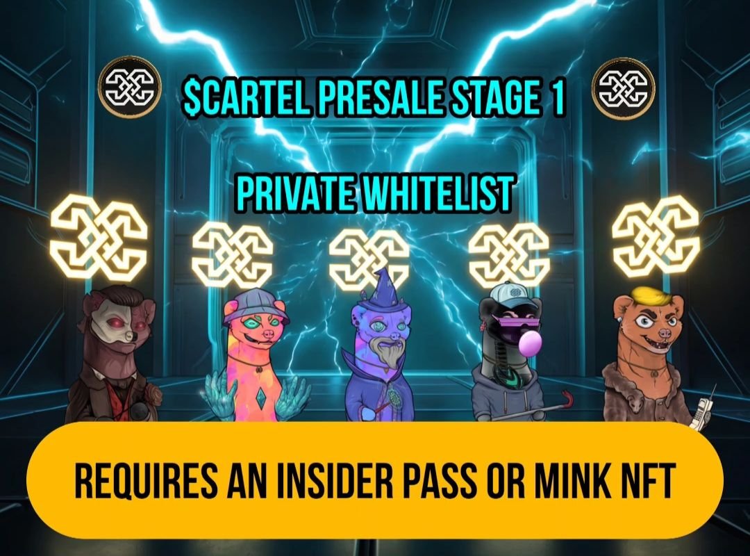 CronosCartel's tweet photo. In preparation for our upcoming $CARTEL PRESALE STAGE 1, make sure you have an Insider Pass or Mink NFT in your wallet to automatically join the whitelist. 

Reminder that 1 Mink #NFT also gets you:

✅️ 2M $CARTEL in #Airdrop (Snapshot on Tuesday, September 1, 2026 at 03:00 AM UTC)
✅️ ~ $6 USD in Backing Value at the moment
✅️ Staking Booster to Farm More $CARTEL

🎁 We're giving 120 $CRO worth of $CARTEL AIRDROP 🪂 to 1 random person who follows us, tag 3 #crofam , like & retweet this #giveaway GL!

#bitcoin #cronos #defi #Crypto