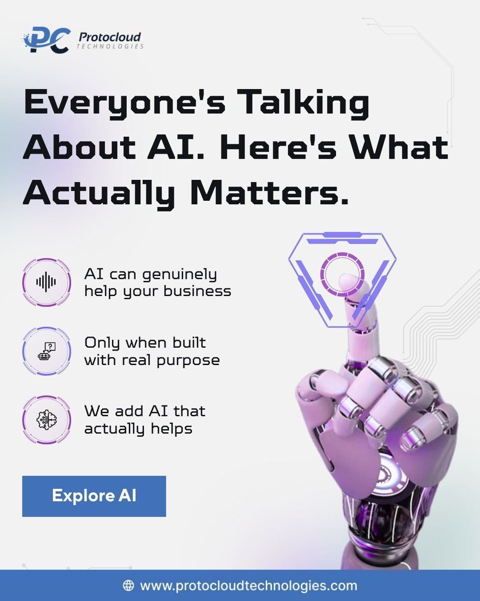 protocloud_tech's tweet photo. Everyone is talking about AI. But the real question is, will it actually help your business grow? 

DM us today for a FREE consultation.

#ArtificialIntelligence #AIForBusiness #AIInnovation #DigitalTransformation  #FutureOfBusiness #TechSolutions #ProtocloudTechnologies https://t.co/THkWs3k9lG