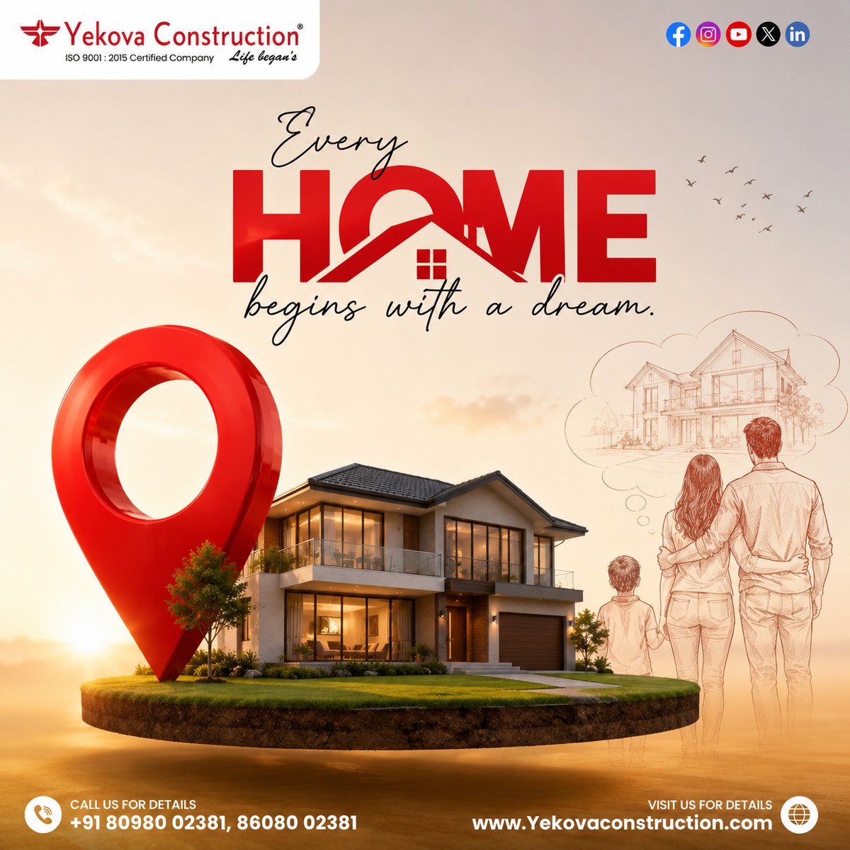 Yekovaproject's tweet photo. Yekova transforms aspirations into thoughtfully designed spaces built for everyday living.
Reach out to us!
📞+91-8608002381/+91-7550271038
📩 yekovaconstruction@gmail.com
🌐 https://t.co/6U93ykEW3t
#constructionsites #lands #constructionworker #house https://t.co/VPf12rchI6