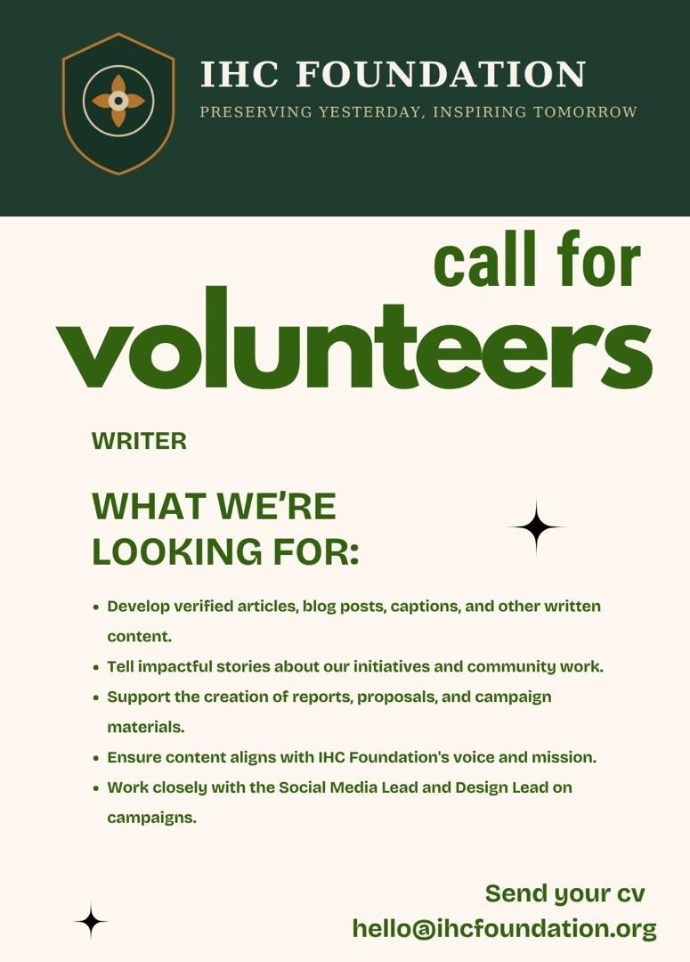 IHC_Foundation's tweet photo. The group project is actually interesting this time.

We’re looking for volunteers to join the IHC Foundation team.

Swipe to see the roles. https://t.co/ifqPJSpXFW