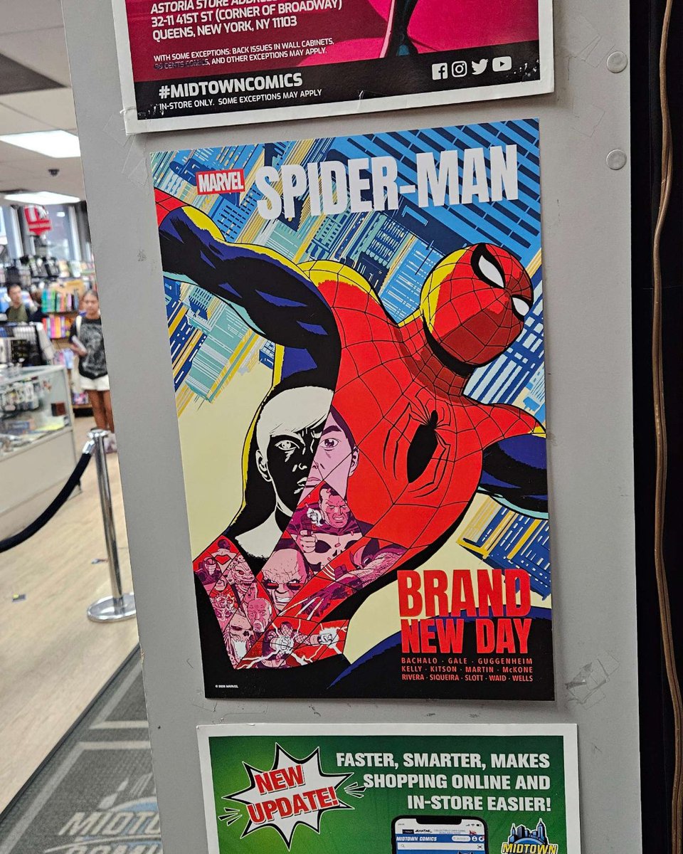 MidtownComics's tweet photo. 🕷️✨ Swing by Midtown Comics for a web-slinging deal! Get your FREE Spider-Man "Brand New Day" poster with any purchase at our Times Square and Grand Central shops! 🕸️ But hurry—these posters are flying off the shelves faster than Spidey can say "THWIP THWIP!" 🏃‍♂️💨

Whether you're a wall-crawler or just a fan of the friendly neighborhood hero, this is your chance to snag a piece of Spidey history! 🕸️🖼️ Don’t let this opportunity slip through your fingers—swing into our stores while supplies last!

🕷️🛍️ So, what are you waiting for? Grab your favorite comics, action figures, or collectibles, and let’s make your day a little more amazing! 🕷️💥

#MidtownComics #SpiderMan #BrandNewDay #FreePoster #THWIPTHWIP #ComicBookDeals #WebSlingerWonder