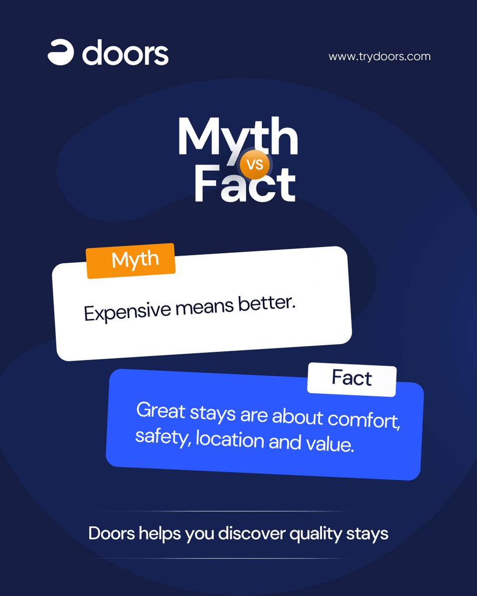 trydoors1's tweet photo. Not everything you hear about shortlets is true.
Doors is here to help you make smarter booking decisions one fact at a time.

Which travel myth have you heard before?

Join our waitlist https://t.co/xyEcZ3LBP9

#shortlettips #mythorfact #TryDoors #ComingSoon https://t.co/JZD68rolIw