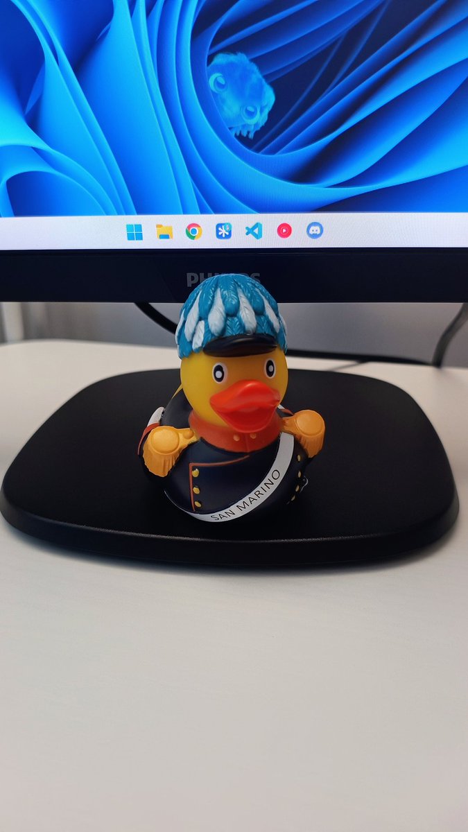 ESCFent's tweet photo. realized I never ended up posting this so here's a photo of a lovely Sammarinese guard duck I bought while on my trip to San Marino for the San Marino Song Contest https://t.co/6wUeORiEoT