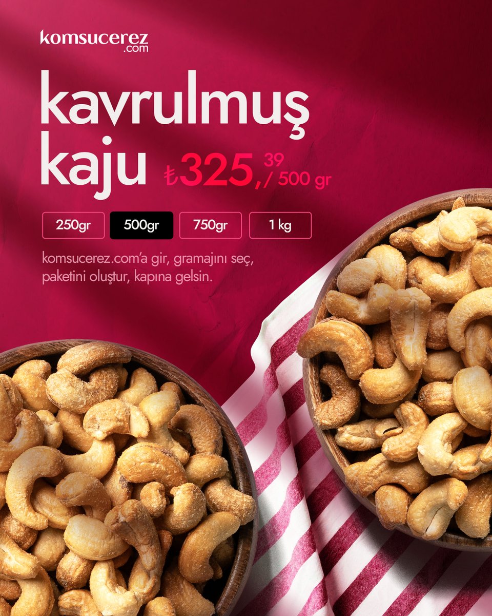 komsucerez's tweet photo. https://t.co/geTbTo9Gq3'da kavrulmuş kaju ₺325,39/500gr.

#komuçerez #indirim #kaju https://t.co/lYlDRtSaEs
