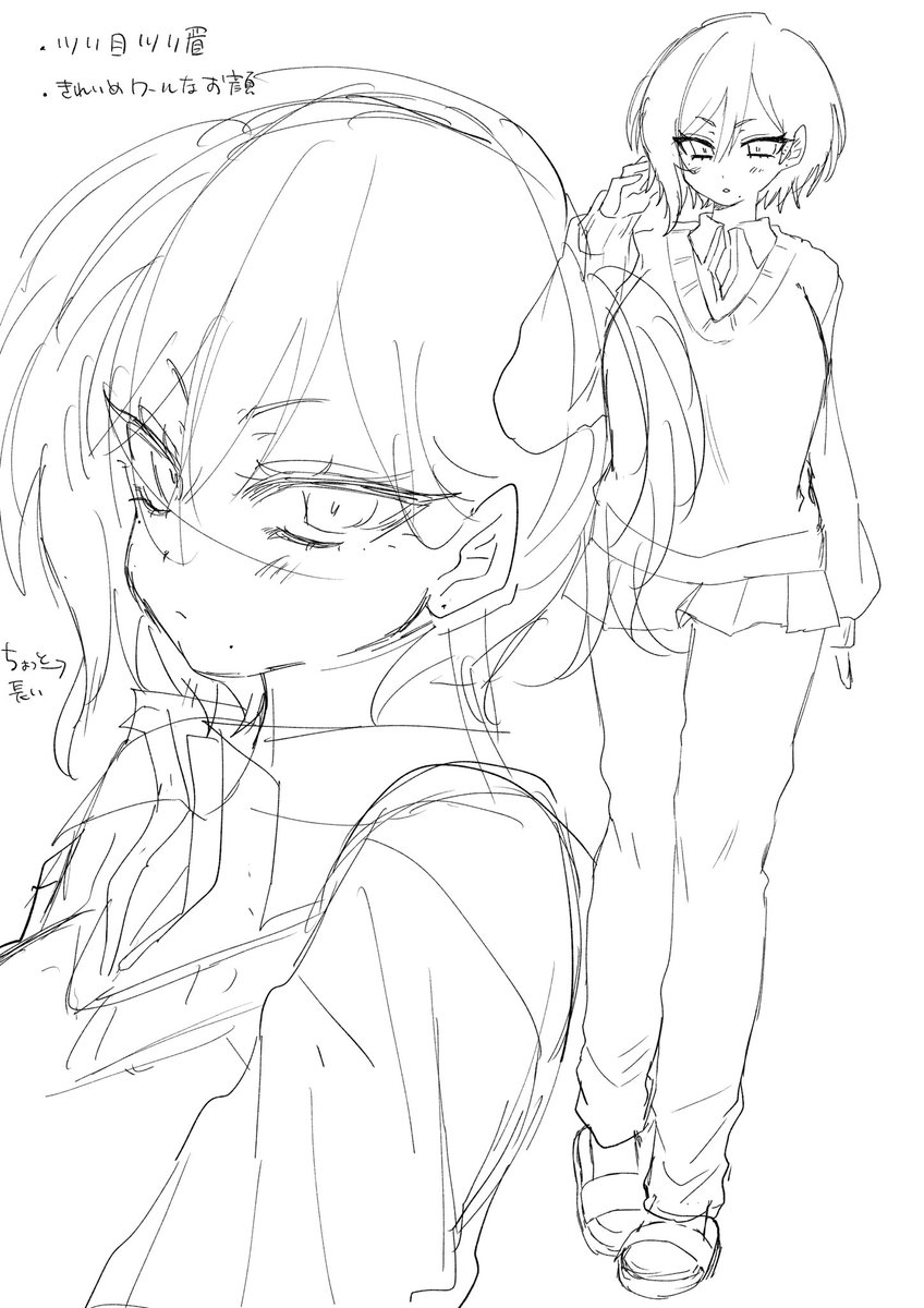 oi__io_b's tweet photo. こういう感じの全身分かりつつお顔の詳細も分かる絵が可愛くて好きで🎶 https://t.co/bxYhzHD5wN