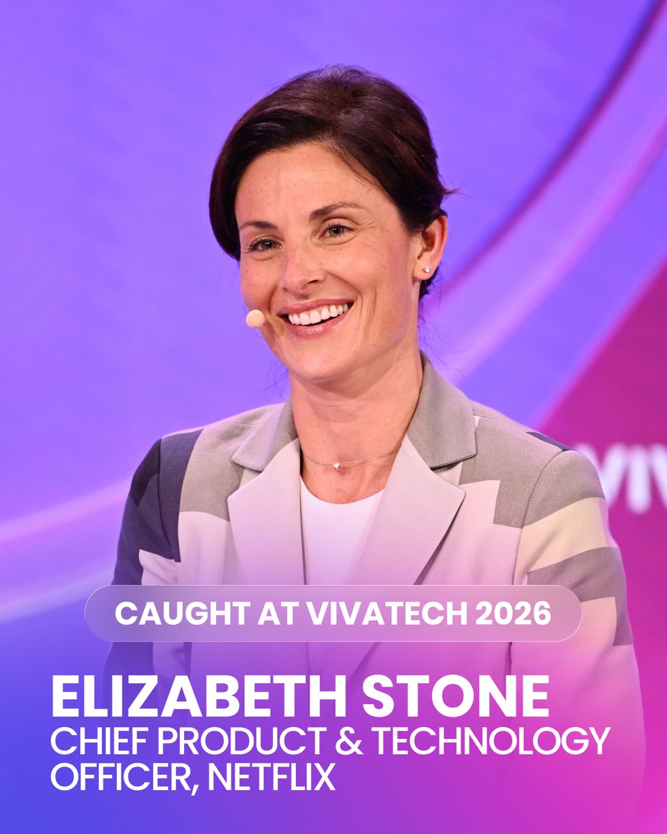 VivaTech's tweet photo. Still in your watchlist? This one's worth the click 🎬
Elizabeth Stone, Chief Product & Technology Officer @netflix, at #VivaTech 2026 on the future of creativity in the age of AI, and where Netflix stands on it.
Swipe to see what she had to say 👉 https://t.co/EzGBlBYzPY
