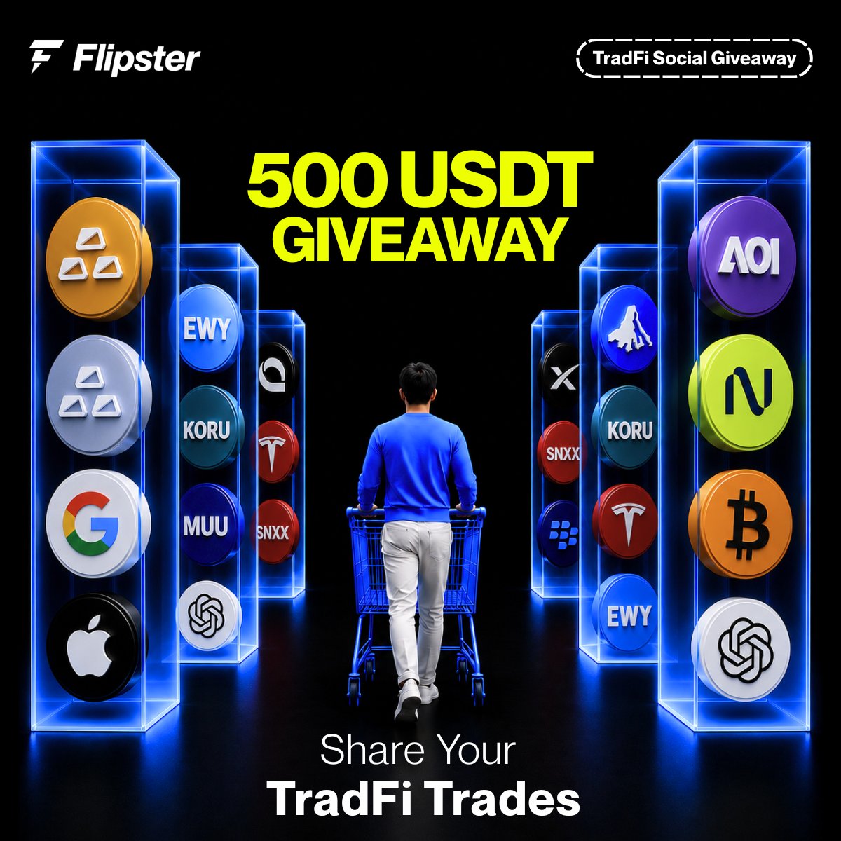 flipster_io's tweet photo. Flex your trade & win a share rewards worth 500 USDT! 📈

With 100+ TradFi perp pairs on Flipster, including major commodities, top US stocks, ETFs, and pre-IPO markets, which one are you most bullish on? 👀

Simply:
1️⃣ Follow @flipster_io + Like + RT this post
2️⃣ Comment with your favorite Flipster TradFi cashtag + a screenshot of your trade
3️⃣ Include your Flipster UID in the comments

🪎 Lucky new users share rewards worth 500 USDT.

🗓️  Ends Aug 5, 10:00 AM (UTC)