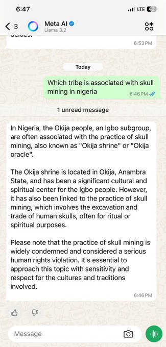 Kiteliban's tweet photo. This is the definition of a back handed compliment and we won't allow you liars rewrite narratives.

Igbo land is the HQ of ritualism, skull mining and organ harvesting in Nigeria. 

You harvest thousands of Ibo skulls at a go. You have no close rival.

Own your shame alone. https://t.co/dWGWSA7KJK