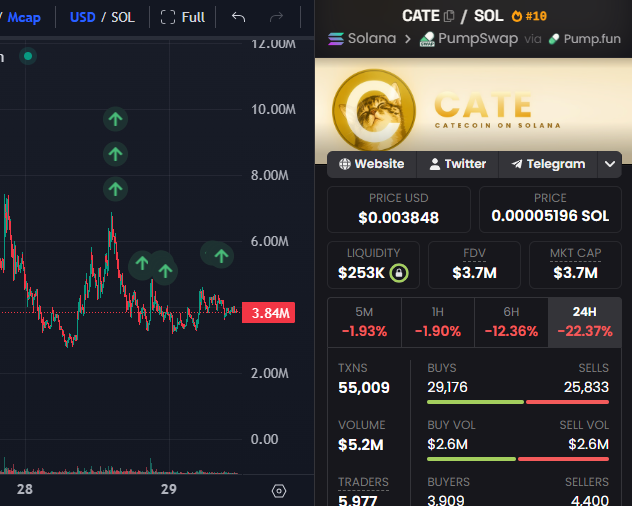 StalkHQ's tweet photo. So in the last 20 hours, this $troll whale has slowly accumulated 8.56M $CATE for $35.43K 

The wallet now hold 0.89% of supply and sits as the 9th largest holder

wallet: 9gbCVg3HNWKHxiBpP9RnQn3AGERgBZp8w8b3Bzy8ruVV https://t.co/YBd2ciuLxm