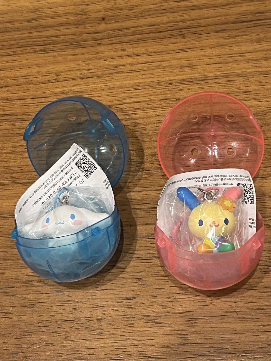 maigo1582's tweet photo. 【交換希望】
サンリオ　カラともマスコット　ガチャ

譲：シナモロール、ウサハナ

求：コロコロクリリン

郵送にて交換希望です📮
どなたでもご気軽にお声がけください✨ https://t.co/dnfrsQfKjO