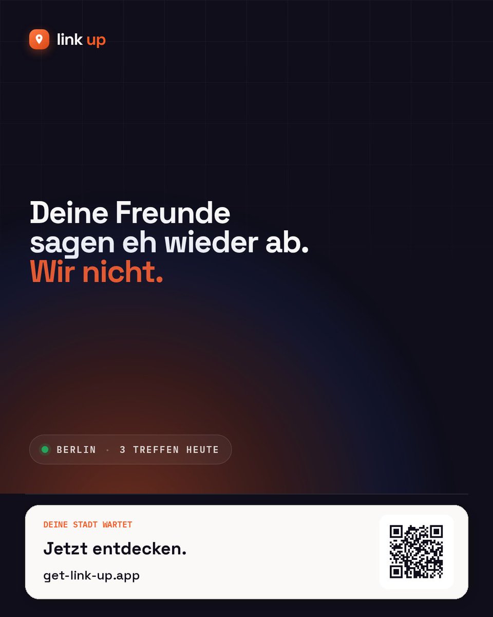 getLinkUpApp's tweet photo. „Lass echt mal was machen.“
Der Klassiker – kurz bevor wieder nichts passiert.

Link Up macht aus vagen Plänen echte Treffen. Ohne ewiges Hin und Her.

Was geht diese Woche bei dir?
👉 https://t.co/VTVQmxmDmw
#LinkUp #LeuteTreffen https://t.co/SPUB1wXoTy