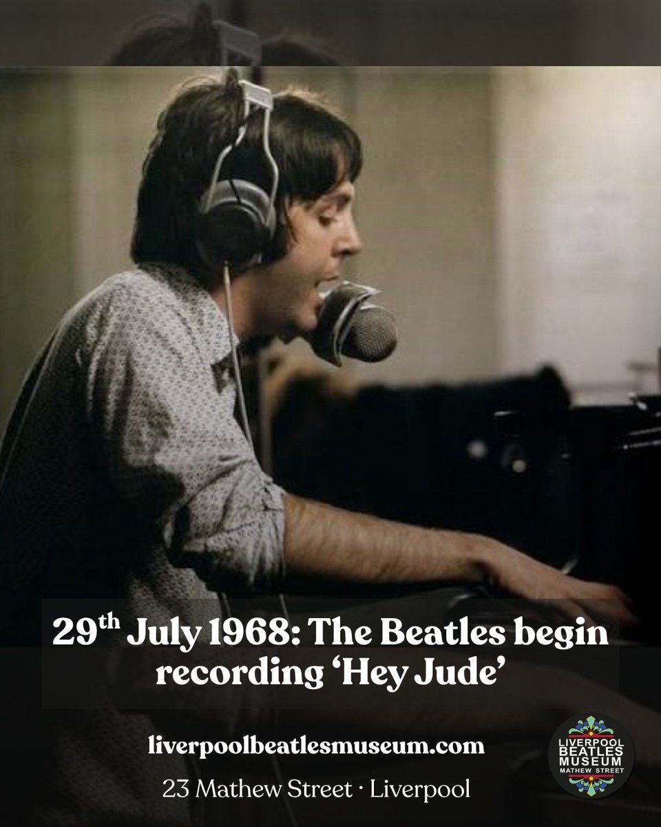 beatlesmuseum_'s tweet photo. On this day 58 years ago, the Beatles began recording “Hey Jude” at EMI Studios in London ✨

The early session featured Paul on piano and vocals, John on acoustic guitar, George on electric guitar and Ringo on drums. Work continued the following day before the song was completed at Trident Studios 🎙️🎹🎸

Written by Paul as a message of reassurance to John’s son Julian, “Hey Jude” went on to become one of the Beatles’ best-loved songs ⭐