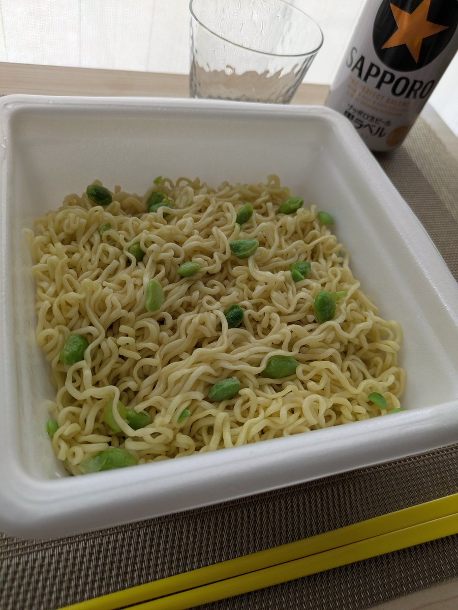 kin79au's tweet photo. えだ豆味焼そば
想像以上に美味しかったです🙂 https://t.co/76pKkOTsr7