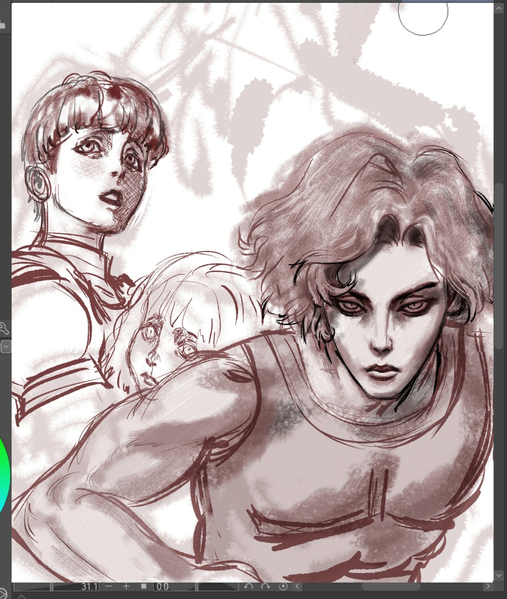 someclare's tweet photo. woke up in a very funger mood. all you get for today is a zoomed detail of an early sketch of a possible?? future illustration https://t.co/qNLgbFSmnC