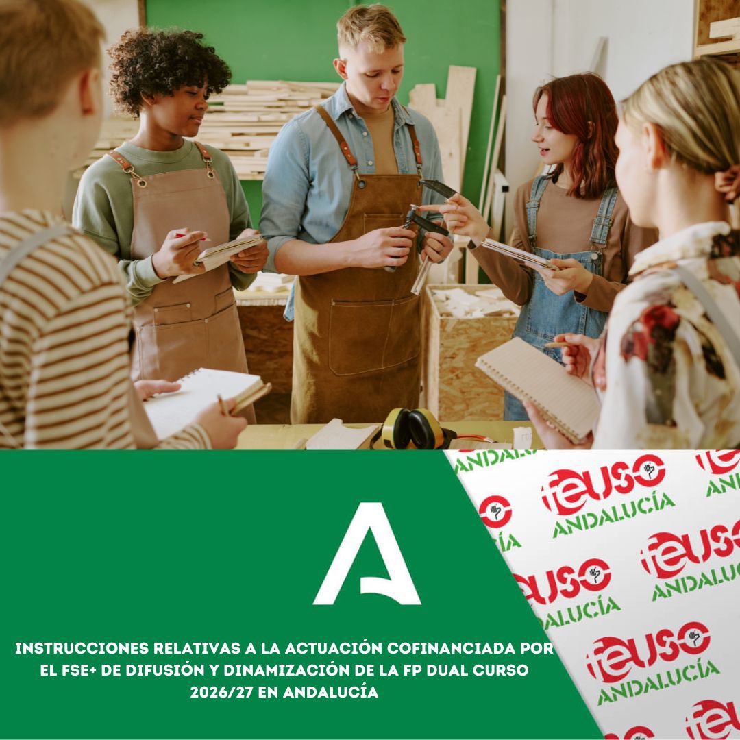 FEUSO_ANDALUCIA's tweet photo. ⭕️USO INFORMA

Publicadas las Instrucciones relativas a la actuación cofinanciada por el FSE+ de Difusión y Dinamización de la FP Dual curso 2026/27 en Andalucía.

🔗 https://t.co/zMyvB5lE25
👍📝 Afíliate:  https://t.co/aw3Ainy3H8
#ConUSOmejor #AfíliateaUSO https://t.co/DirwDJezjT