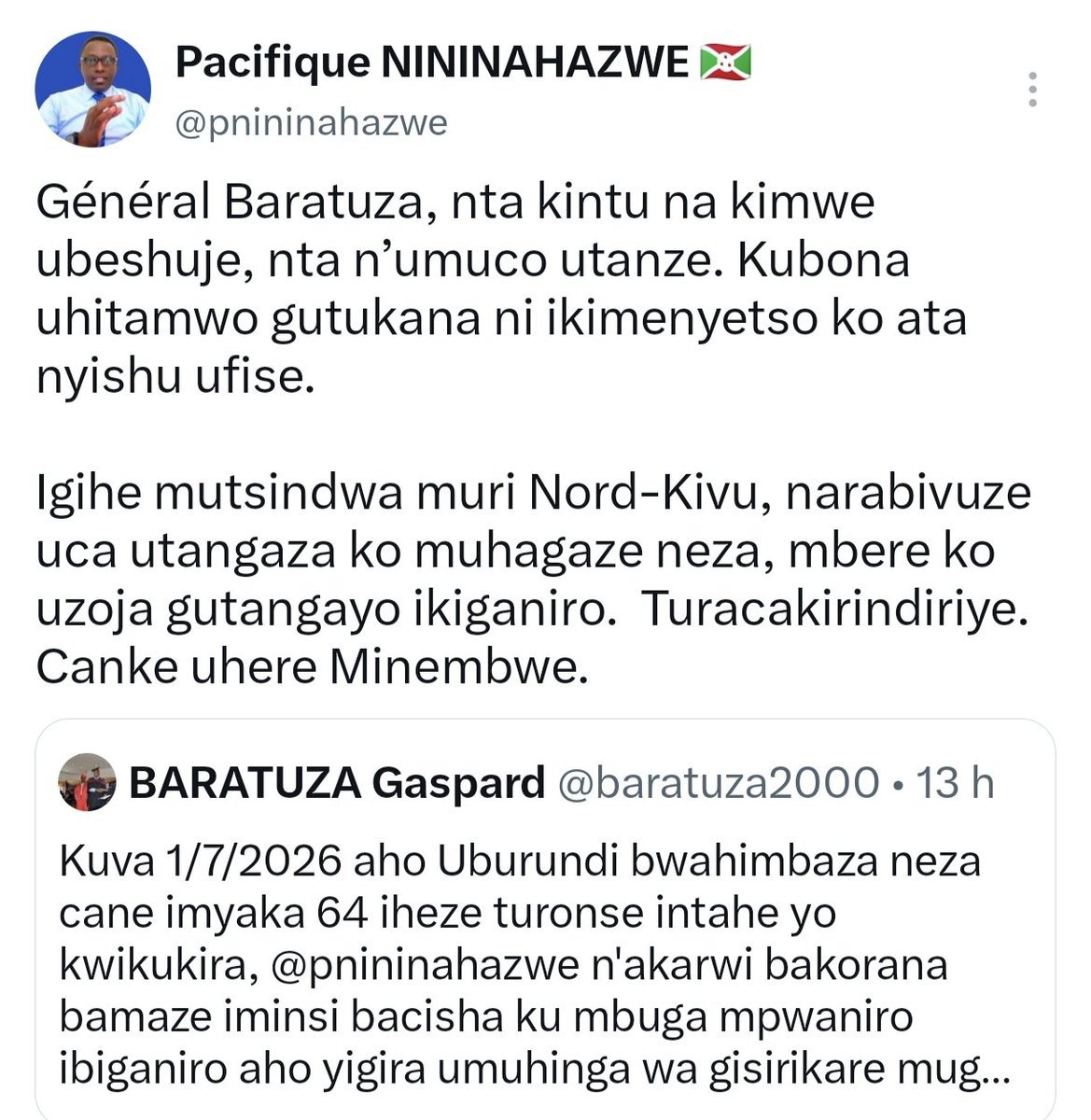 NindoreraF67611's tweet photo. @pnininahazwe ni wewe wasubiriye #Willy_Ngoma?
Ntumaramara ariko birumvikana kuko amatwi adusumira ngo uri kumivumo myinshi harimwo iy'abo watuririye Abantu tutibagiye n'iy'abavyeyi bawe!
@FOCODE_ https://t.co/qtFFp9BZg9