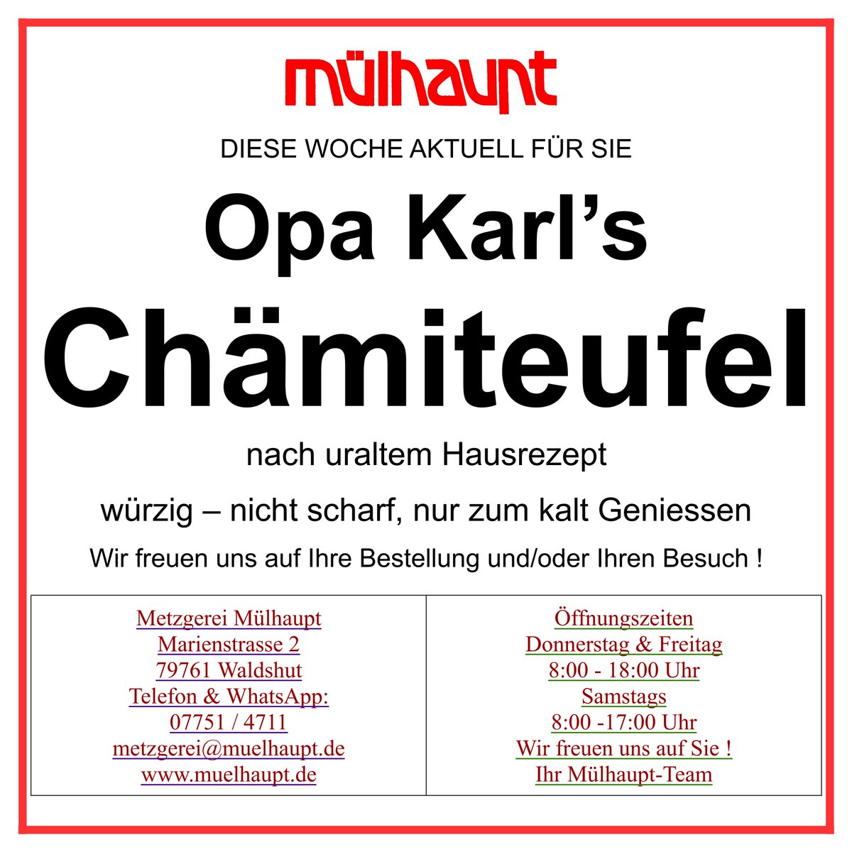 muelhaupt_metzg's tweet photo. #metzgerei #muelhaupt #waldshut #genießen #Schwarzwald #regional #lecker #Bio #Bioland #Fleisch #Artgerecht #Meister #Qualität #blackforest #w+f https://t.co/SXBvgcrXrQ