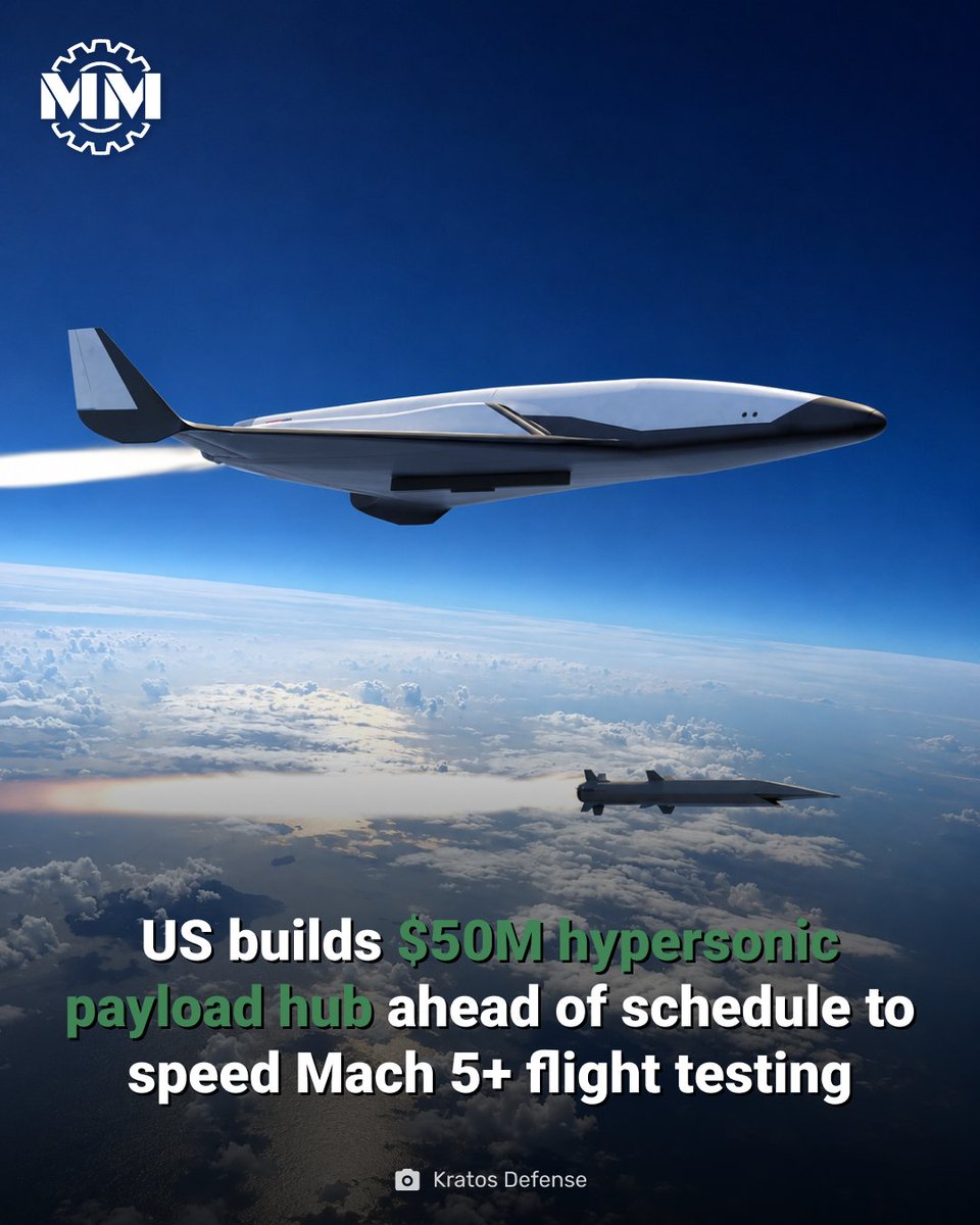 MilitaryMechs's tweet photo. A new $50M Indiana facility will streamline experimental hypersonic payload integration for faster flight testing.
https://t.co/aBAAoJ7cob

#HypersonicTesting #USAirForce #DefenseTech https://t.co/QO8GEN7ZUn