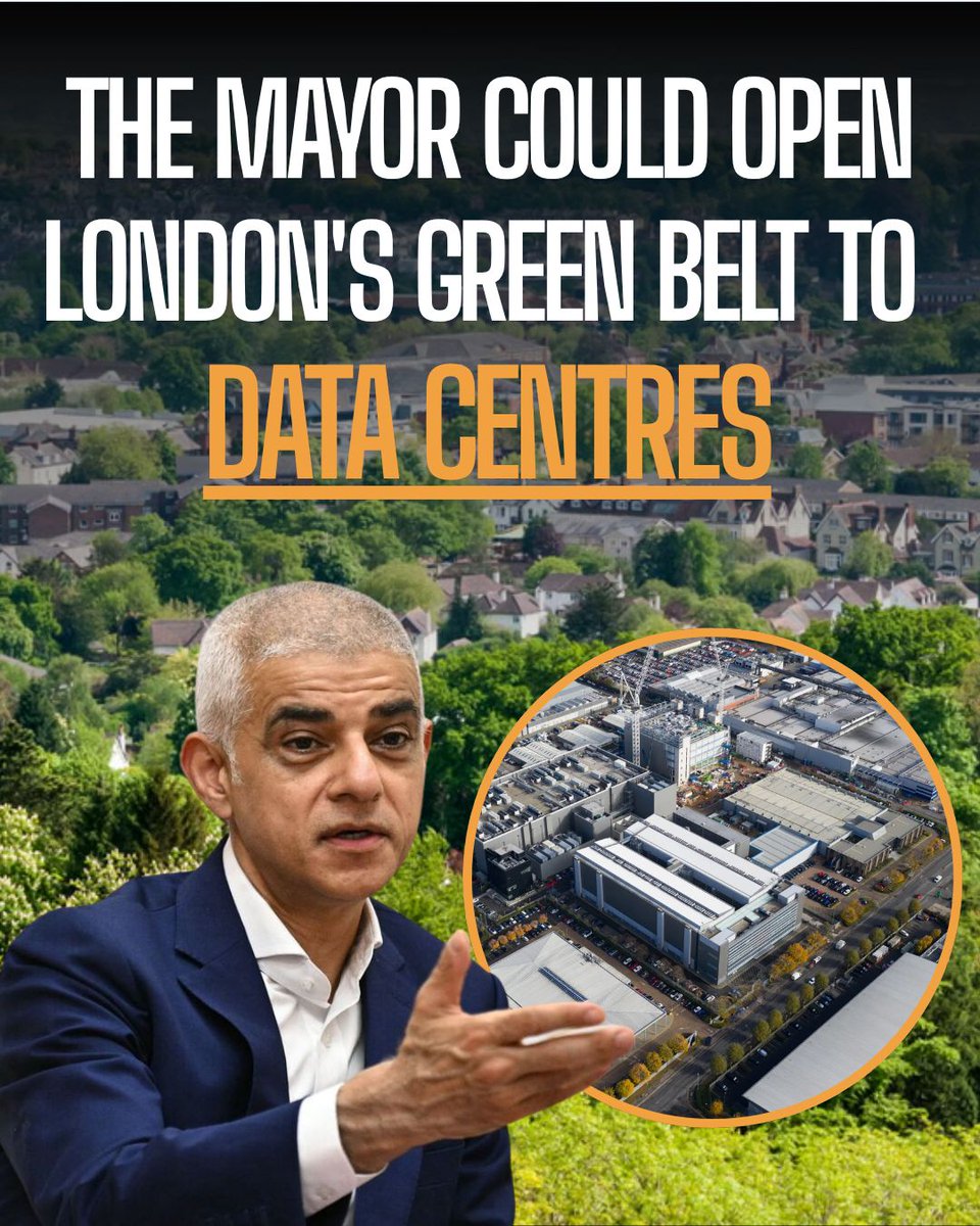 ProtectTheWild_'s tweet photo. As the climate crisis deepens, Sadiq Khan prioritises data centres. https://t.co/i6YJ4OMq4x