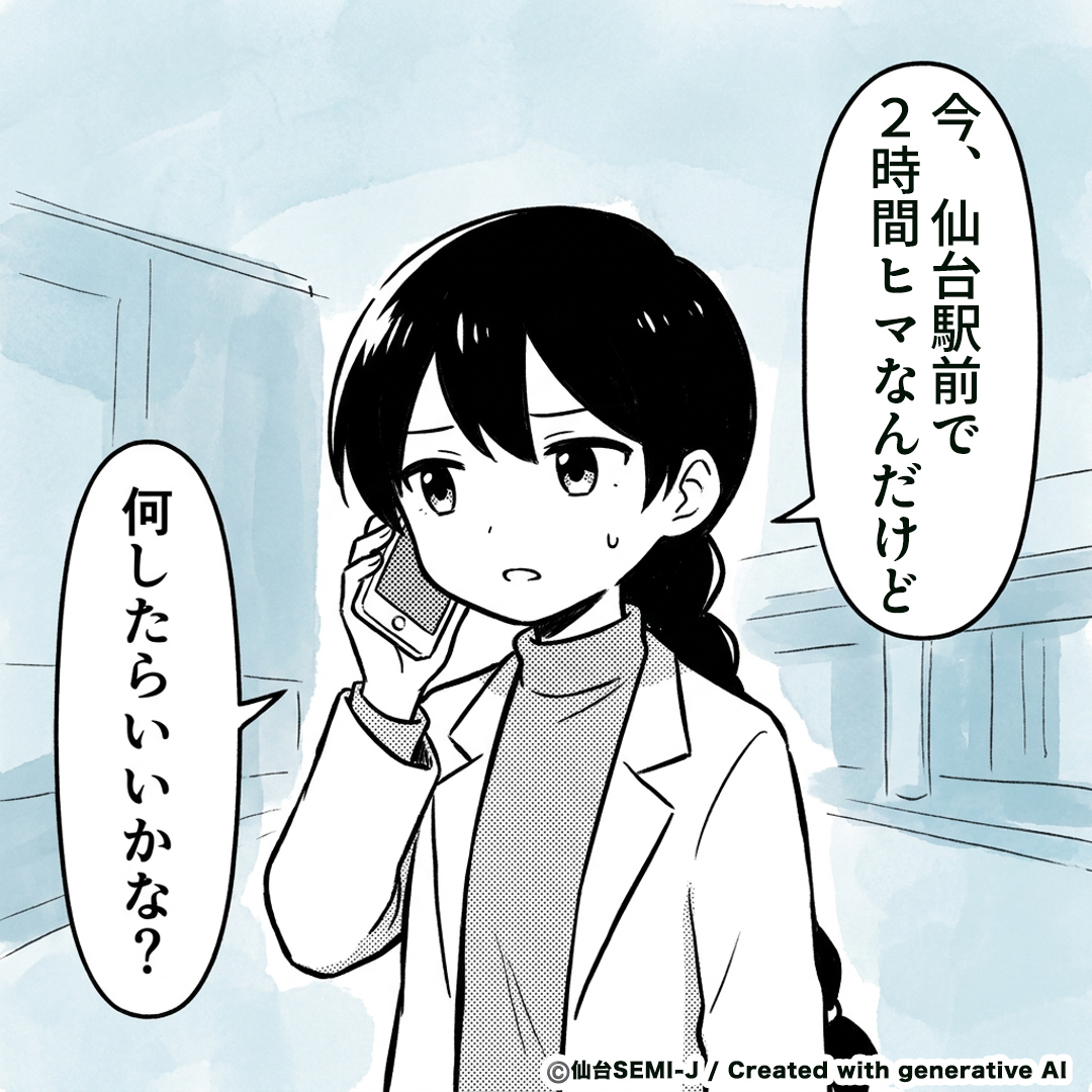sendai_semij's tweet photo. 【質問お題】
仙台駅前で自由時間２時間。
おすすめの過ごし方を教えてください。 https://t.co/jlSaH0RHWV