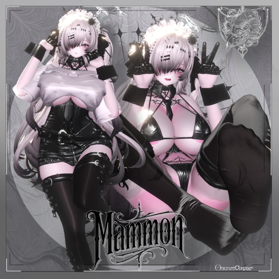 chelly_lk's tweet photo. 【複数アバター対応】Mammon【VRChat想定】
#OC666 新作衣装を7月31日(金)より販売開始します！

下記日程でセールと、このツイートをRT、フォローで抽選で10名様にプレゼントします！
奮って応募してね～～～～！！！！

アウターは普段使いしやすく、インナーは水着としても使えるようにしてみたので使ってみてね～！

商品リンクは↓にぶら下げときます！Boothのページも是非ご確認ください！