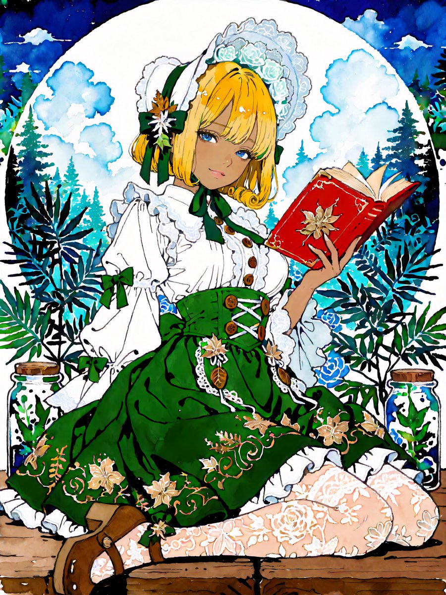 今日から新シリーズ！✨ 「本とロリータ」 まずは植物図鑑とロリータ