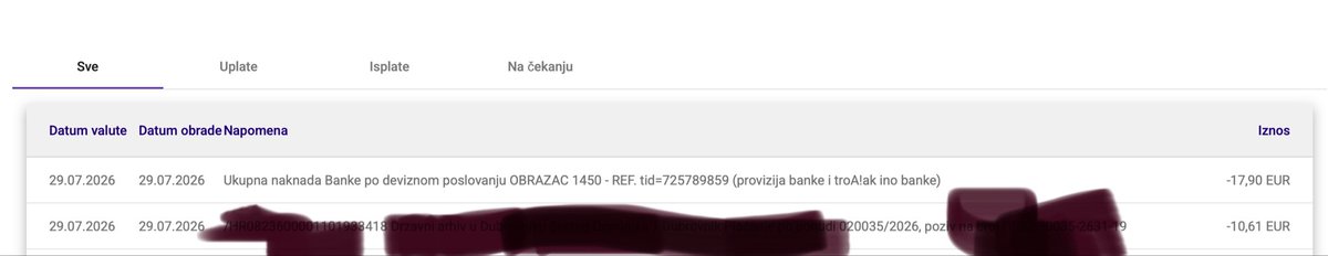 MitarPerusic's tweet photo. Lijepo je banka biti, uplatite 10,61€ i platite na to proviziju 17,90€ 👏 https://t.co/WnPtq13YbY